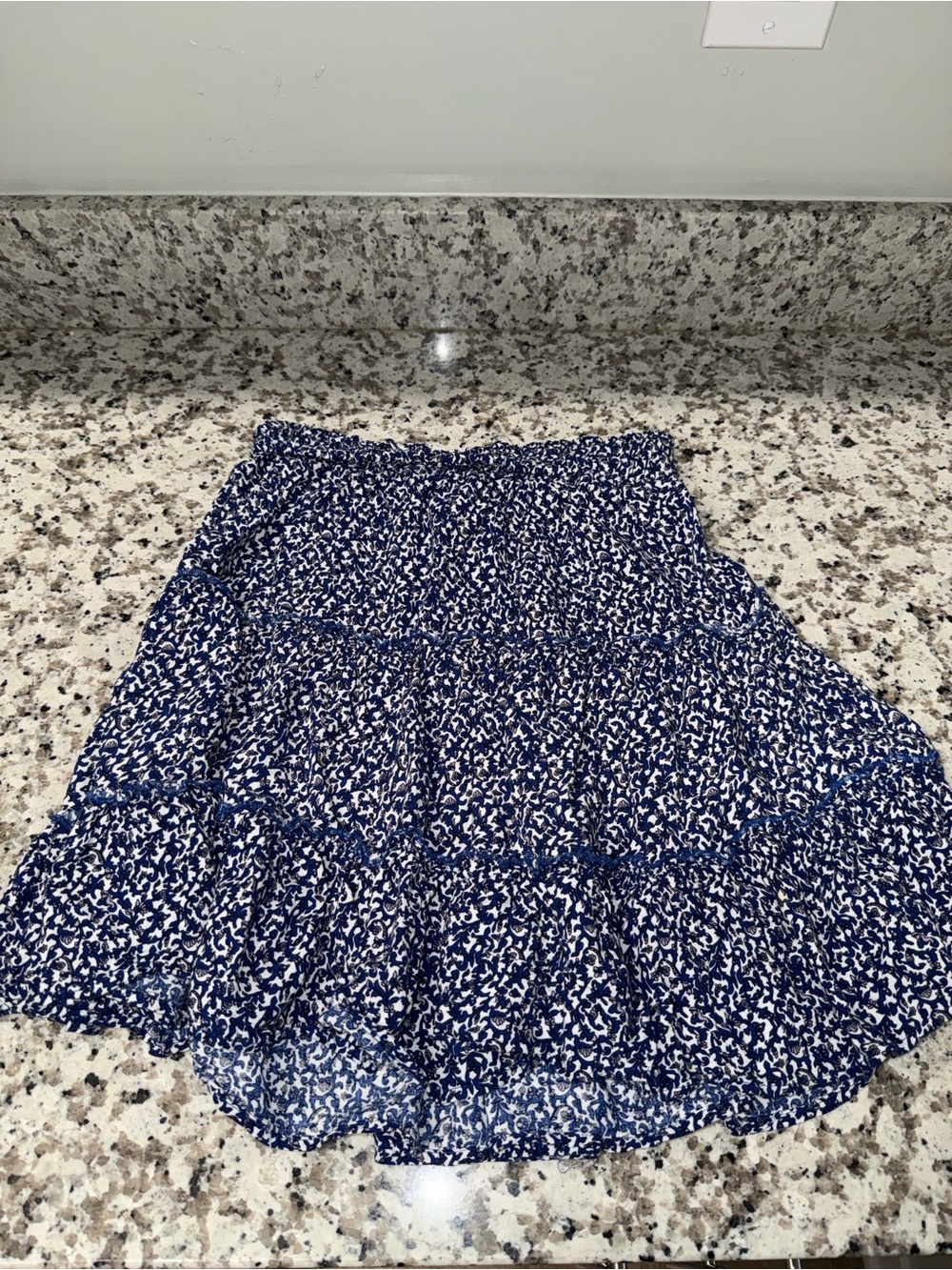 Cynthia Rowley Navy and White Floral Printed Skirt